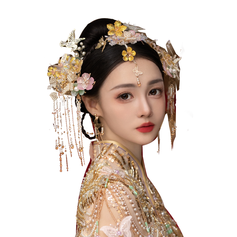 手工珍珠汉服新娘饰品头饰