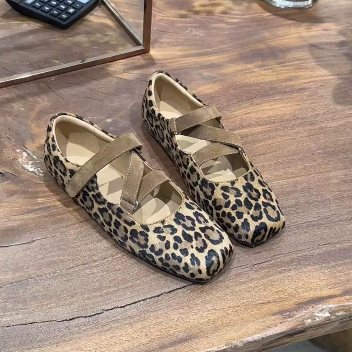 羊皮版~复古小众豹纹浅口平底魔术贴玛丽珍鞋女2026春季百搭单鞋,女鞋,玛丽珍鞋,淘宝优惠券,粉丝福利购,淘宝优惠卷