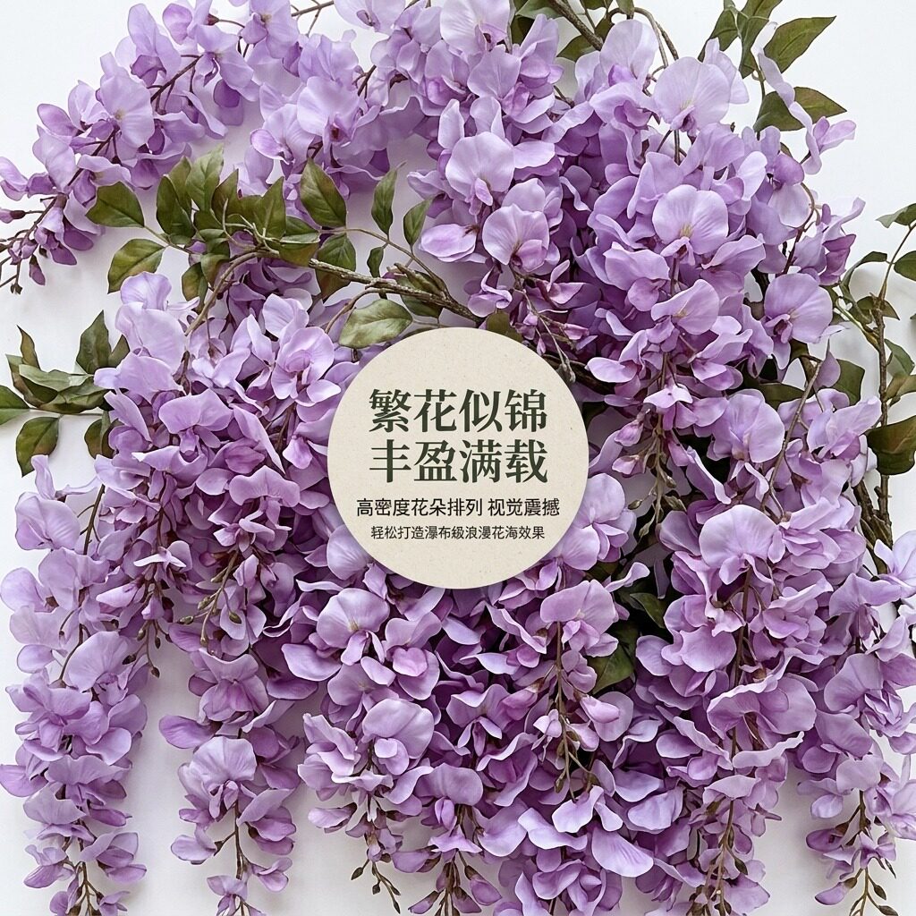 仿真紫藤花装饰花假花藤条吊顶藤蔓吊花塑料花串绿植空调管道遮挡