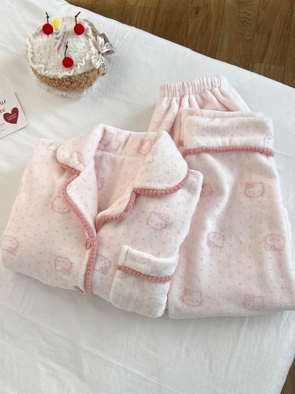 粉色珊瑚绒睡衣女款2025新款秋冬季加厚加绒法兰绒卡通可爱家居服,女士内衣/男士内衣/家居服,睡衣/家居服套装,淘宝优惠券,粉丝福利购,淘宝优惠卷
