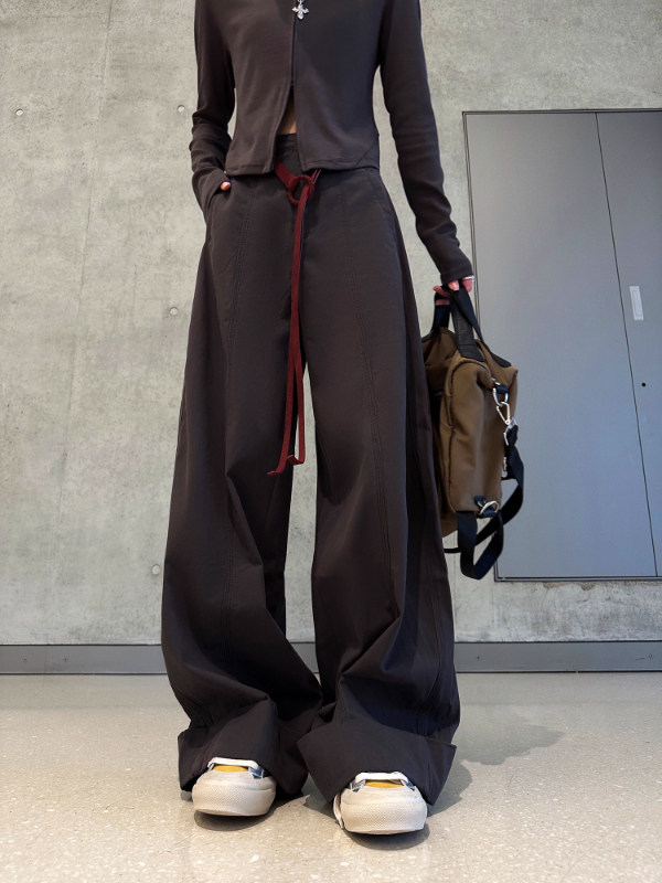 美式灰色阔腿工装裤女2025秋季新款高腰垂感显瘦宽松直筒拖地裤子,女装/女士精品,休闲裤,淘宝优惠券,粉丝福利购,淘宝优惠卷