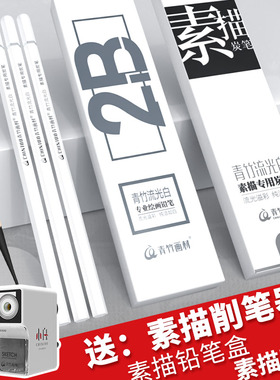 青竹素描铅笔绘画炭笔素描工具套装初学者速描笔美术生专用素描铅笔2b4b6b8b12b炭笔软中硬青竹素描铅笔