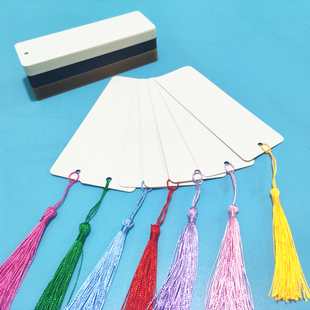 自制英语牛皮卡纸空白书签带流苏可手写diy白色小学生幼儿园加厚2