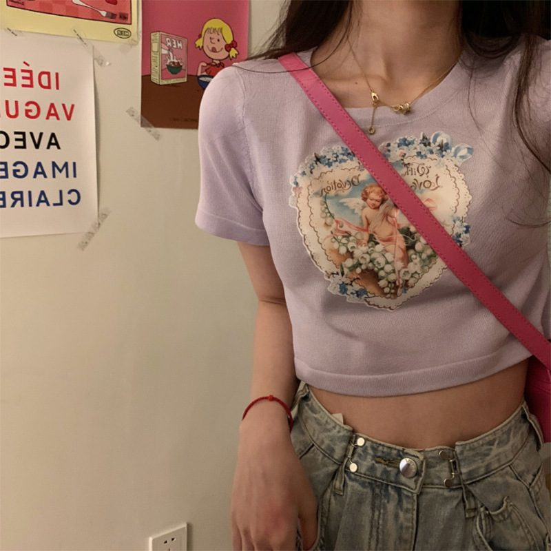 个性时尚短袖t恤女夏新款韩版修身高腰露脐学生短款上衣潮装T风格