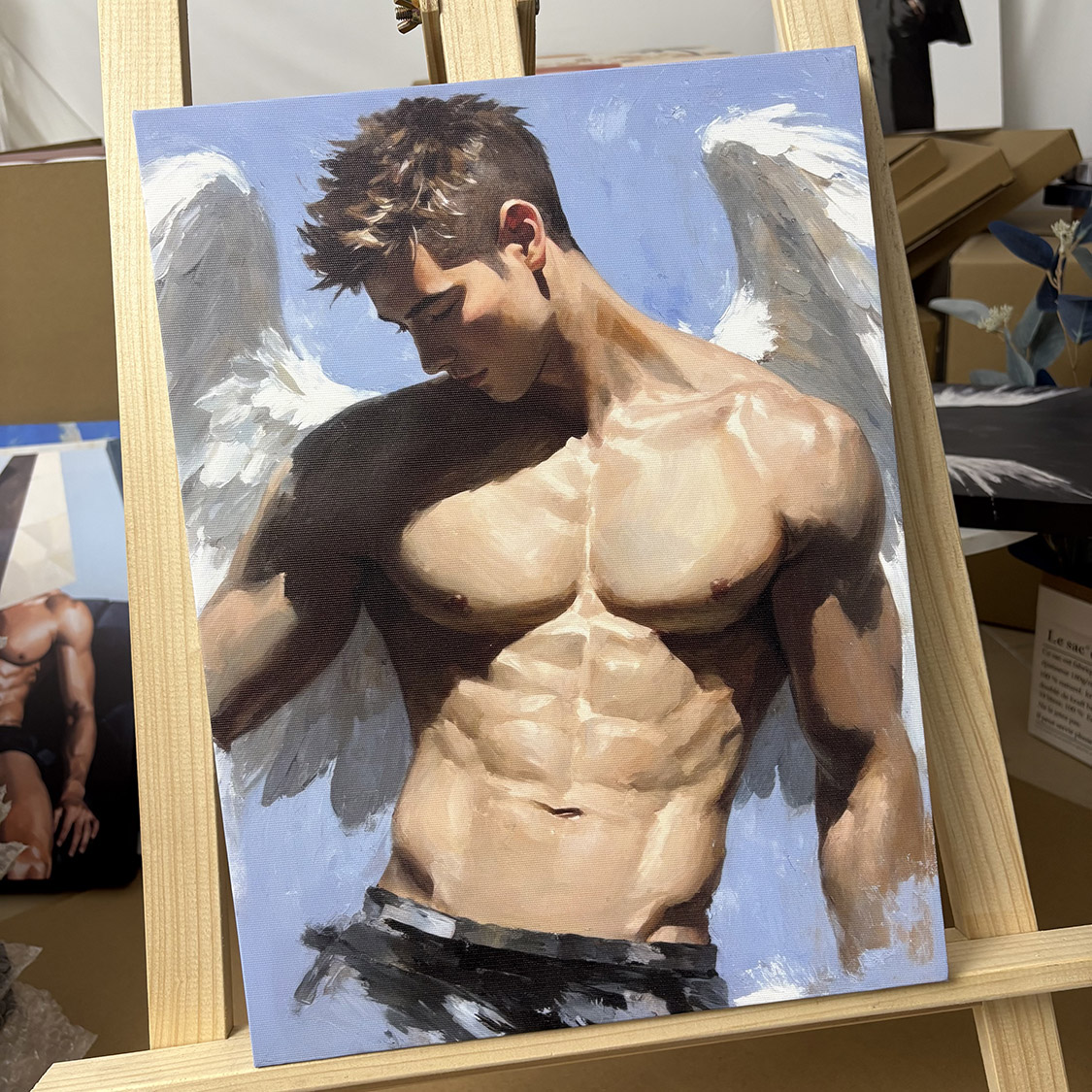肌肉男天使系列装饰画挂画喷绘油画卧室靠墙男体客厅卧室挂画