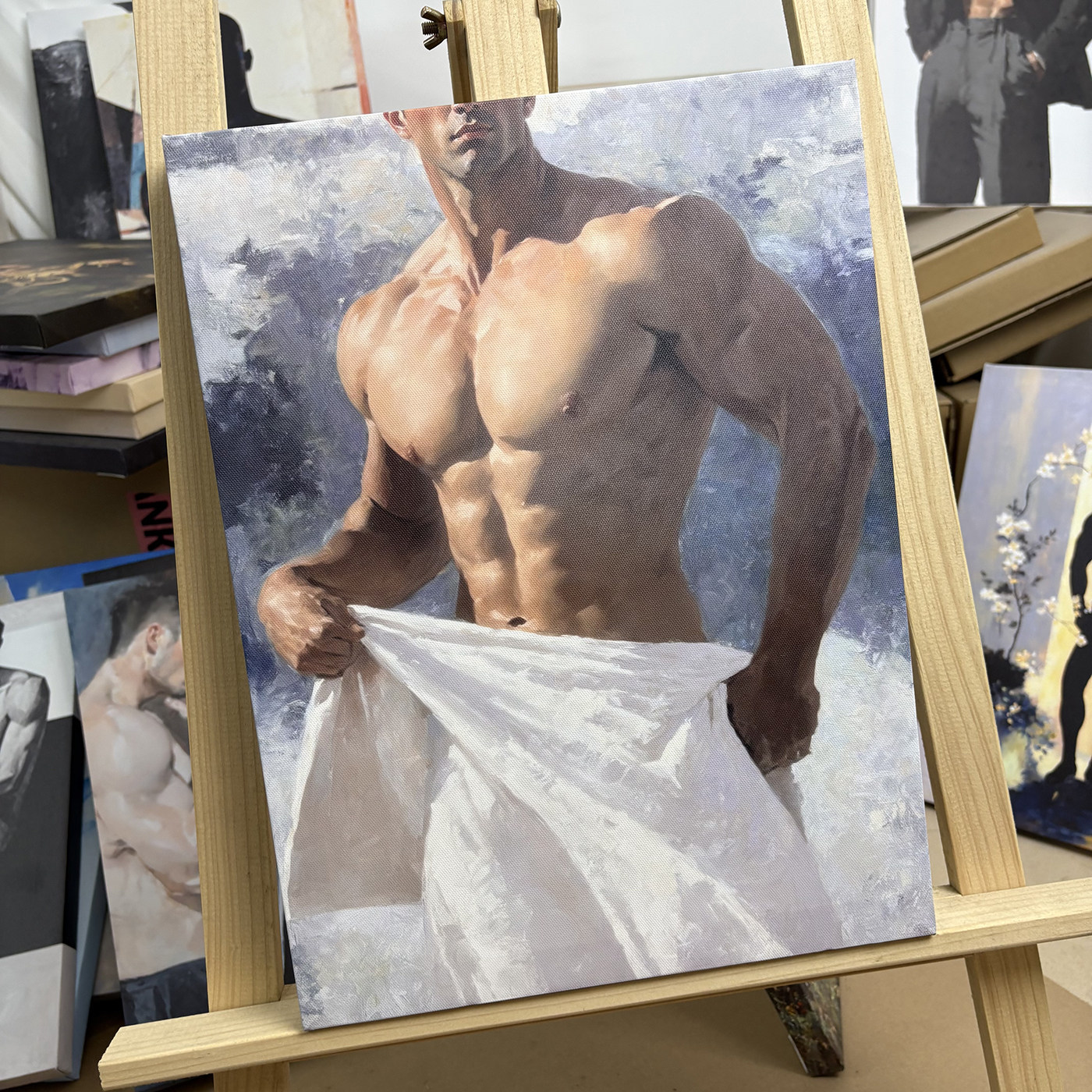 肌理背景肌肉男性装饰画人体力量美学油画挂画浴室装饰氛围感挂画
