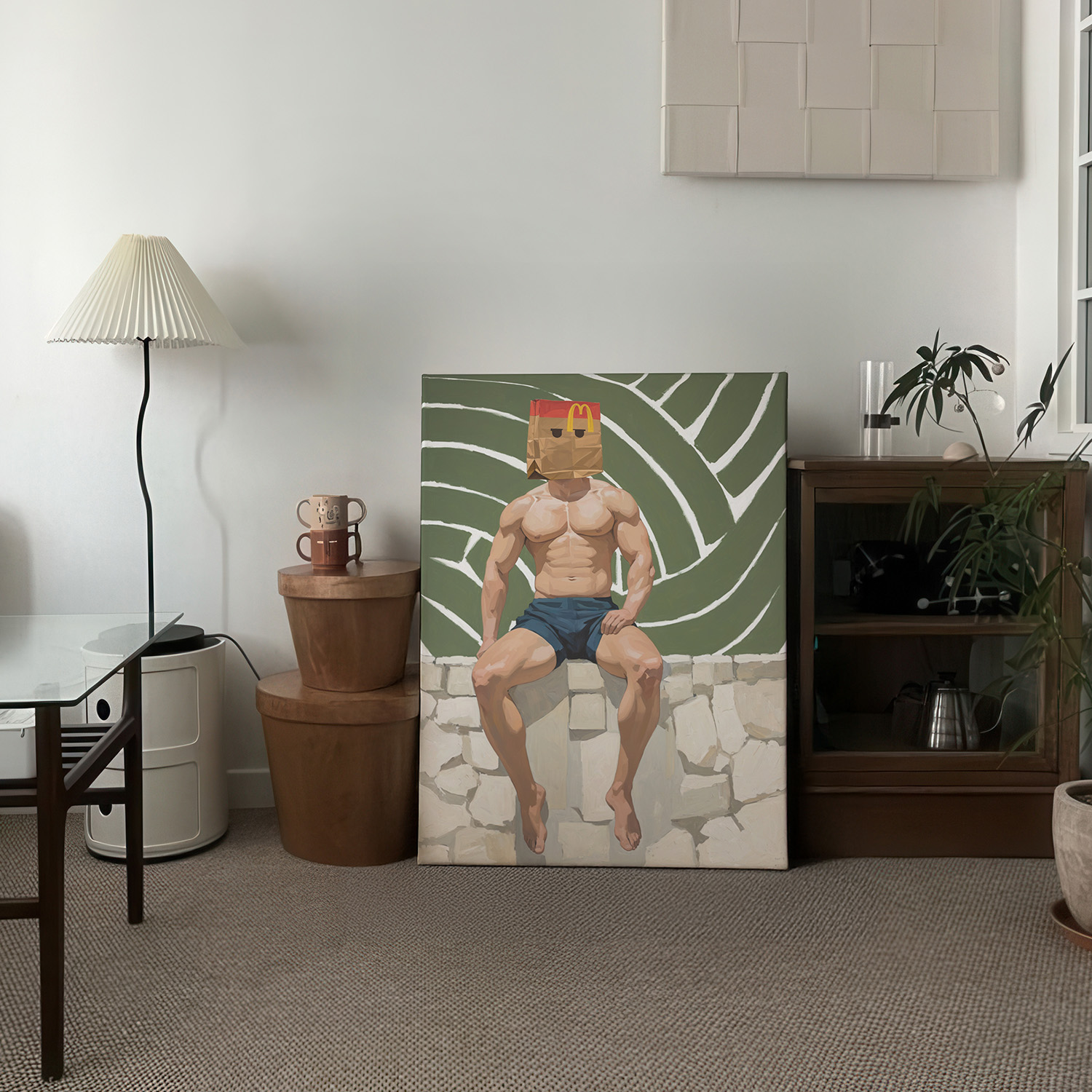 肌肉男纸袋高清装饰画卧室挂画喷绘油画室内靠墙工作室男体艺术图片