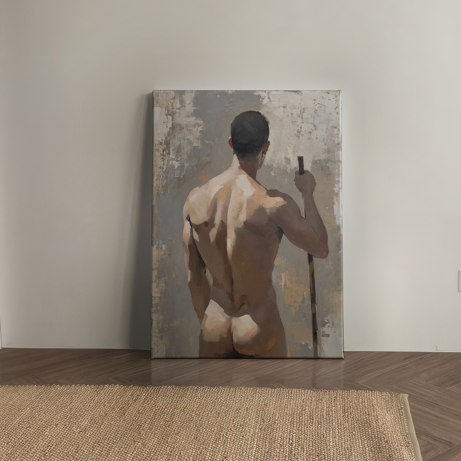 劳作肌肉男高清装饰画卧室挂画喷绘油画室内靠墙工作室男体艺术图片