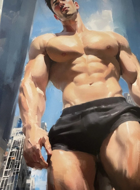 行走荷尔蒙肌肉高清装饰画卧室挂画喷绘油画房间室内挂墙靠墙型男