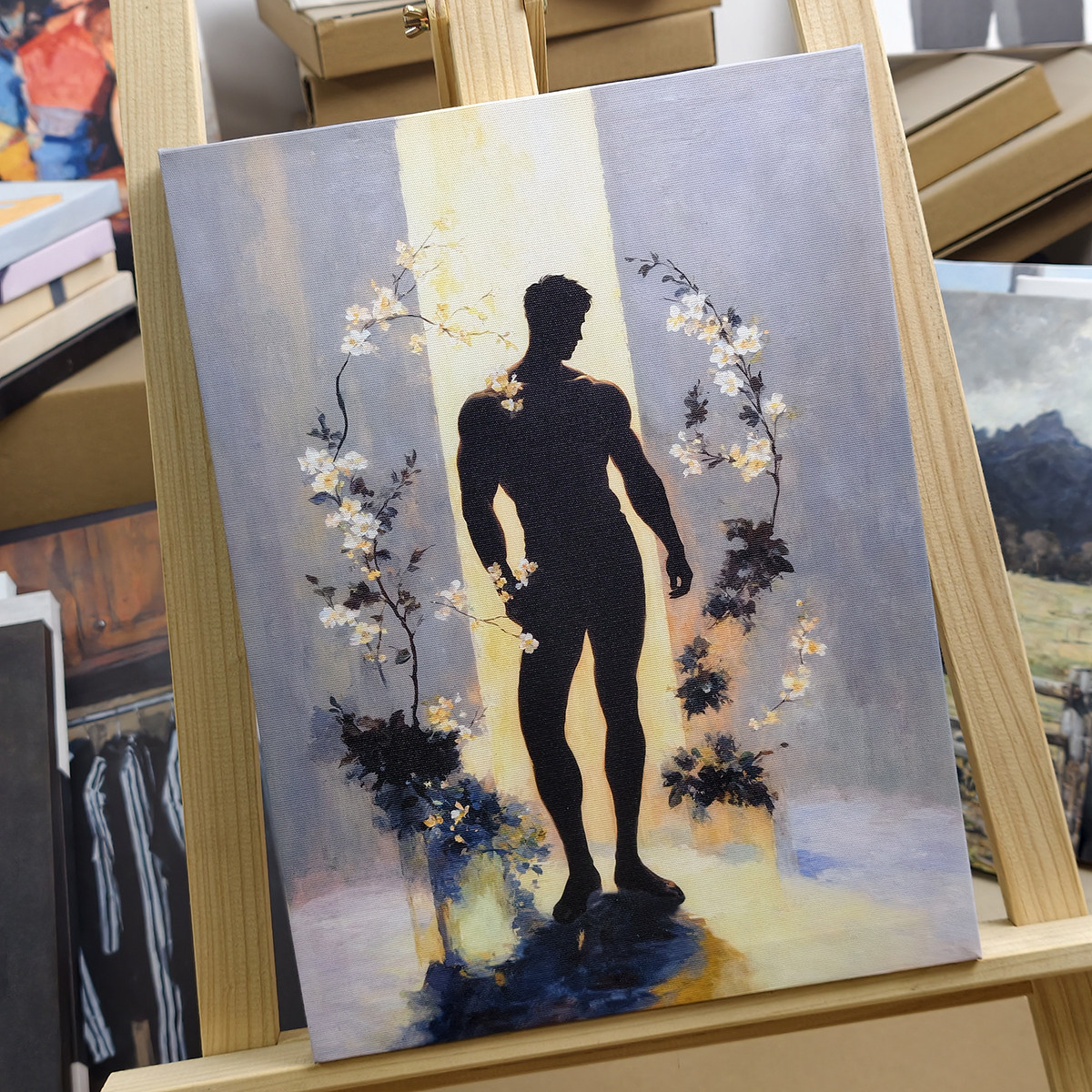 小众艺术人体剪影花卉油画现代简约高级感挂画客厅卧室玄关装饰画