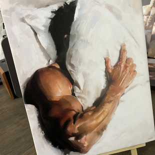 深睡肌肉男高清装饰画卧室挂画喷绘油画房间室内挂墙靠墙型男