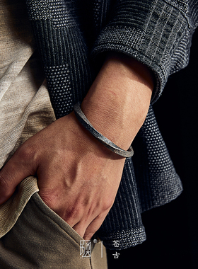 手工定制【苍古】手镯男复古简约999纯银莫比乌斯环维京战镯镯子