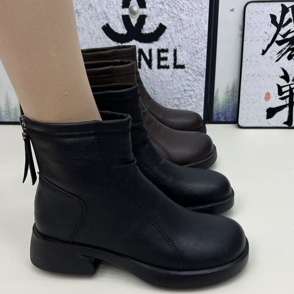 厚底2025靴女英伦增高秋冬新款保暖马丁短靴时尚瘦瘦圆头超软女靴