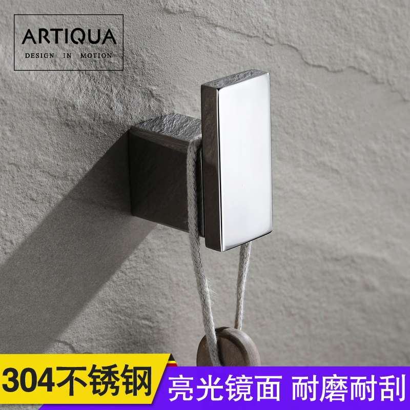 ARTIQUA精品衣钩挂衣钩衣服挂钩方形双衣钩304不锈钢亮光挂件