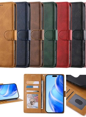 适用三星 Galaxy A17/A15/A34/A54/A53/M55/A07/A22/A52/A35/A55/A36/A56 小牛纹 纯色商务款 翻盖式防摔