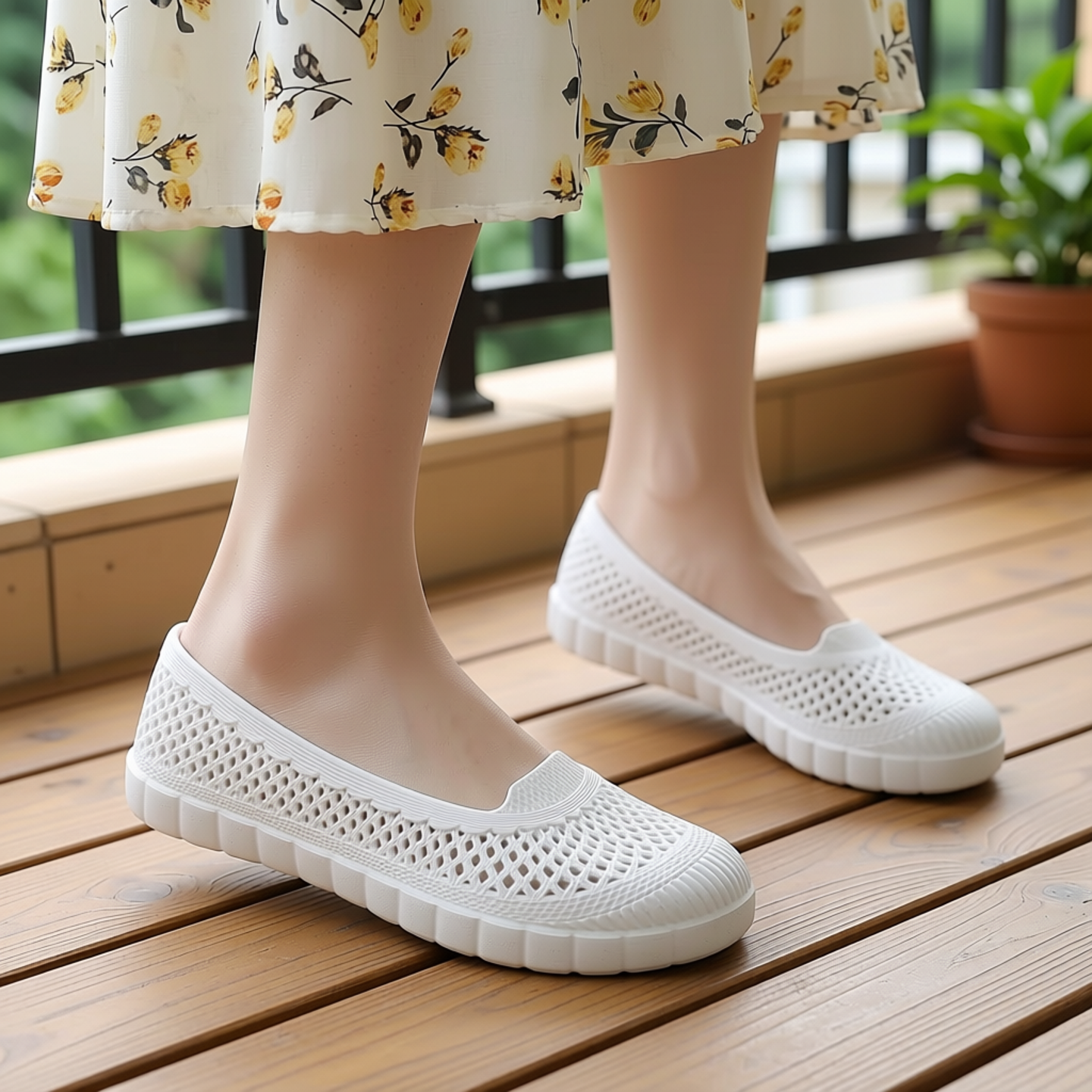 新款夏季凉鞋女士越南乳胶洞洞鞋透气网状柔软休闲沙滩鞋不磨脚