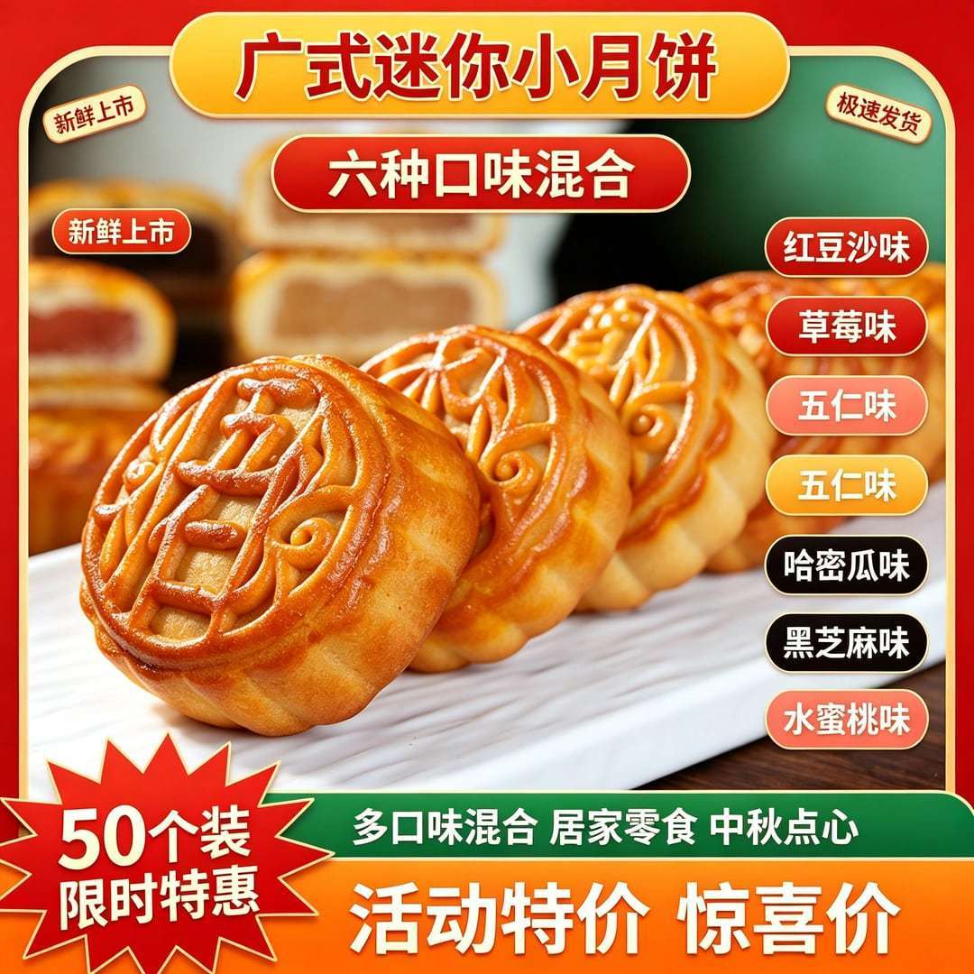 水果味大月饼草莓馅广式月饼凤梨酥糕点多口味混合装中秋送礼礼盒