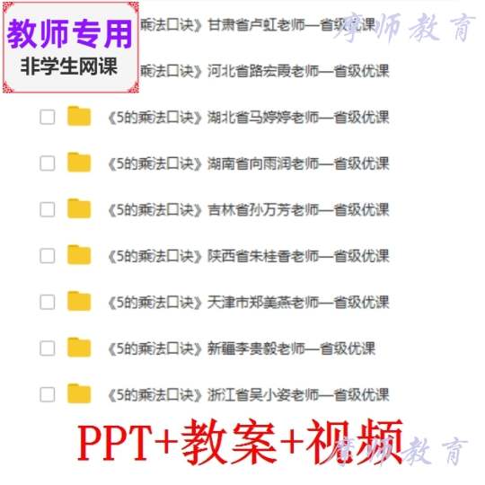 人教版数学二上《5的乘法口诀》公开课全套课件PPT+教案+视频教师