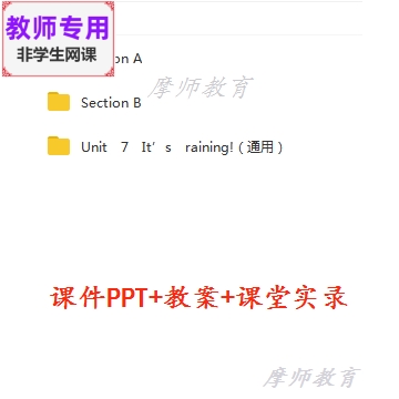 人教英语七下Unit7:It’s　raining!公开课课件PPT教案视频教师用