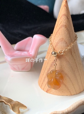 盐源玛瑙手工雕刻猫爪伸缩戒指