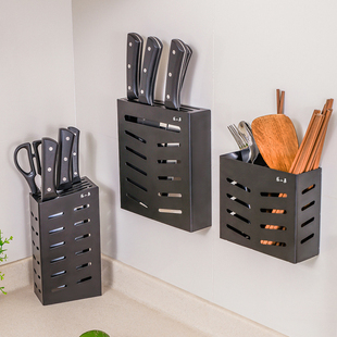 张小泉简置系列厨房刀架置物架免打孔菜刀筷勺子壁挂多功能收纳架