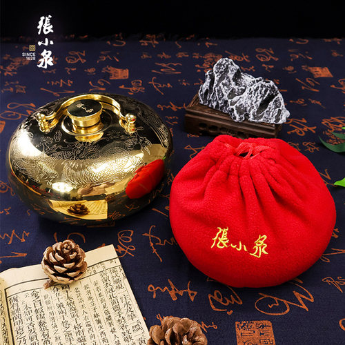 张小泉汤婆子龙凤呈祥暖手宝暖脚炉家用热水袋铜质金色送礼品长辈