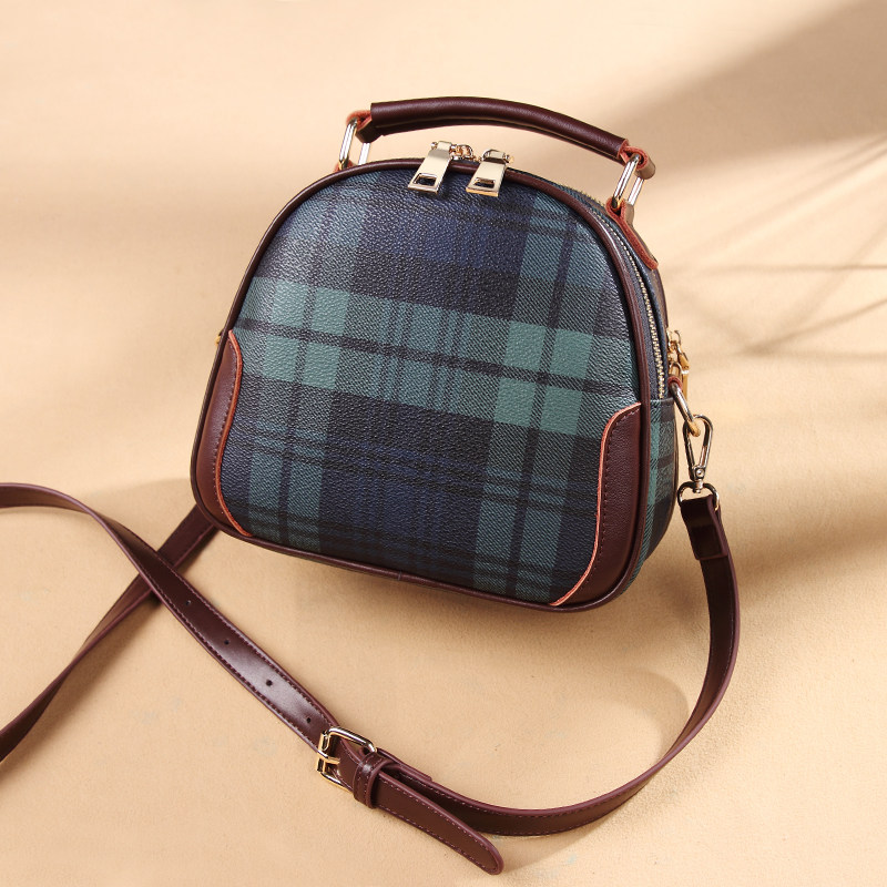 女包包2020秋冬新款潮百搭时尚格子纹手提包贝壳包休闲斜挎单肩包