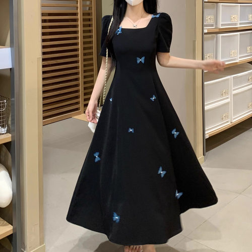 法式赫本风蝴蝶印花连衣裙