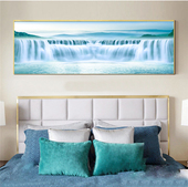 客厅装 饰画高端瀑布山水画沙发背景墙轻奢晶瓷餐厅床头风景挂画