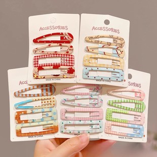 4个装 可爱儿童少女学院风波点发夹古早甜美风刘海夹侧边夹BB发夹