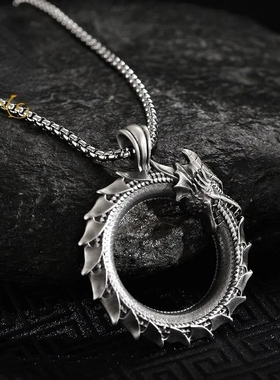 说唱HipHop酷帅衔尾蛇吊坠项链