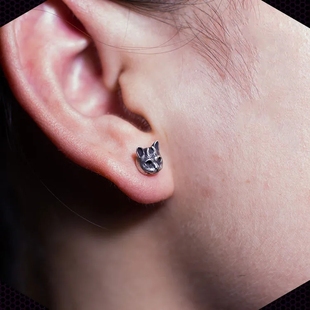 小众设计地狱猫恶魔角耳钉恶魔小可爱耳钉耳环猫咪耳饰小巧酷帅