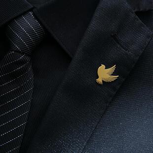 个性不锈钢和平鸽胸针 经典简约男士西装外套衬衫衣领针徽章胸针