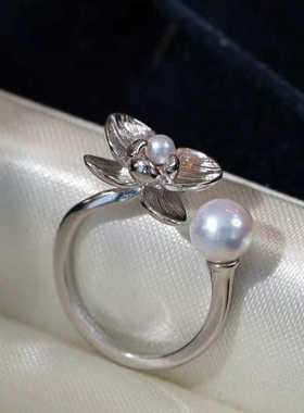 国风植物蝴蝶兰珍珠戒指