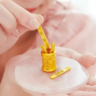 【每日一签】开小猜桌面祈福摆件金色上上签迷你签筒摆件把玩