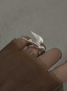 开口可调节立体小鸟戒指法式复古