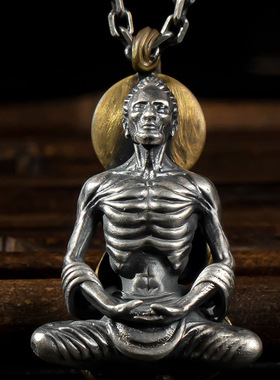 合金双色男女佛祖项链