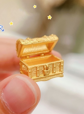 迷你宝藏箱金色新款藏宝箱生日礼物摆件可打开迷你摆件桌摆