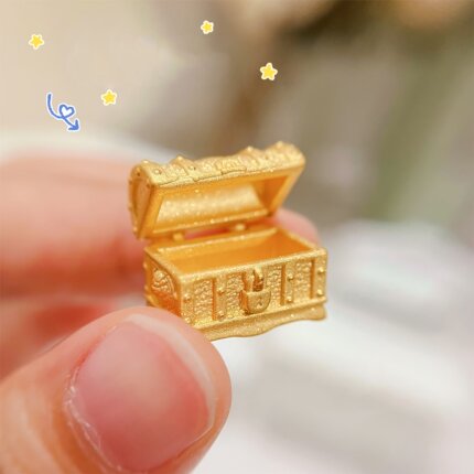 迷你宝藏箱金色新款藏宝箱生日礼物摆件可打开迷你摆件桌摆