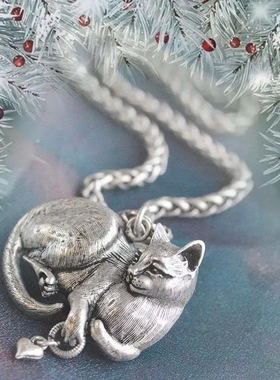 神秘高贵猫咪小姐吊坠项链优雅
