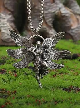 个性六翼天使吊坠项链