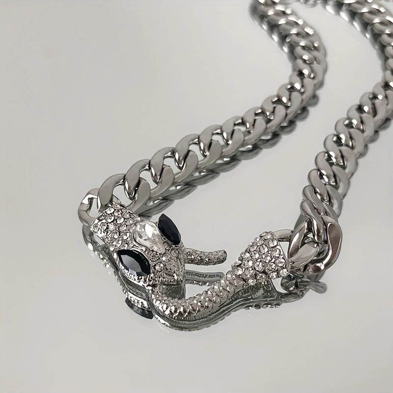 酷帅网红个性古巴枪黑灵蛇项链美杜蛇形颈链锁骨链复古蛇蝎项链