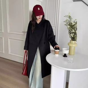 秋冬新款设计师双面羊绒大衣气质级感过膝加长款宽松羊毛外套