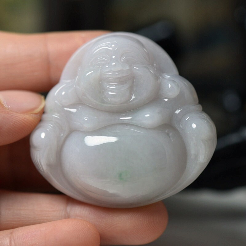 翡翠玉石A货玉佛大肚佛 缅甸玉器佛公佛牌珠宝首饰 保真送证书