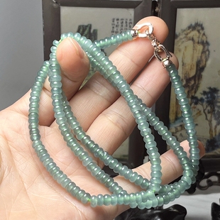 冰糯种天然翡翠A货玉石算盘珠子项链项链手链玉器冰透项链带证书