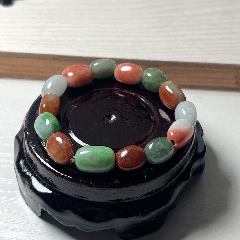 缅甸翡翠A货玉石手链石来运转多宝原石手链男女款带证书