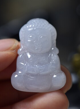 翡翠玉石A货小沙弥宝宝佛玉佛吊坠 缅甸玉器珠宝首饰 保真送证书
