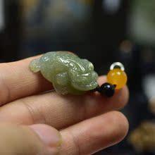 冰糯种翡翠黄翡三足金蟾男女款挂坠1