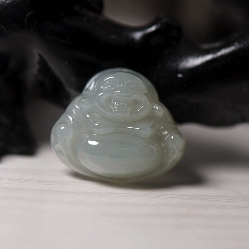 翡翠玉石A货玉佛大肚佛 缅甸玉器佛公佛牌珠宝首饰 保真送证书
