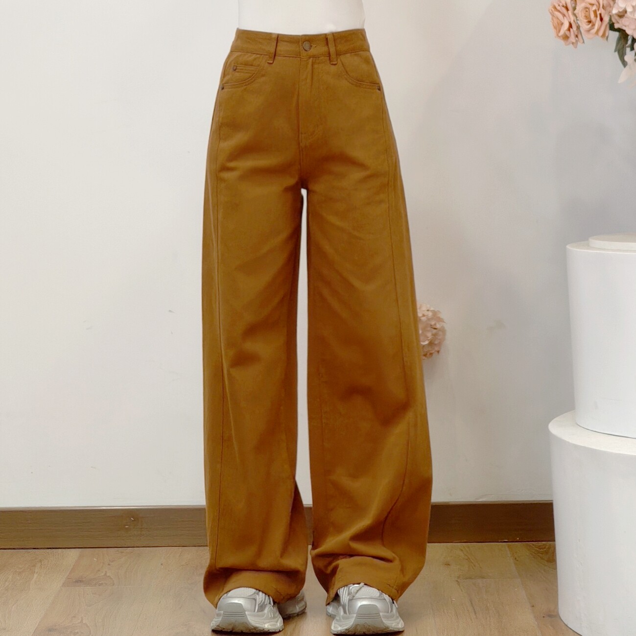 可路莎专柜253146春秋休闲直筒牛仔裤女高腰垂感阔腿长裤